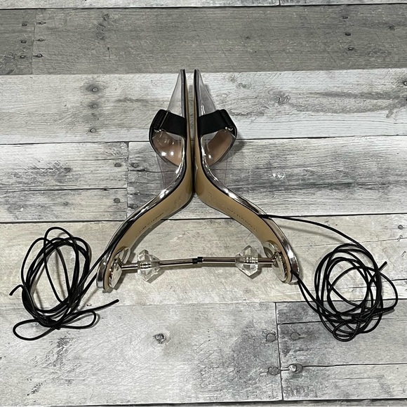 MACH & MACH Kelly Logo Strap Clear Pointed Toe Pump - black - Sz - 8 .US/38 EU - Picture 9 of 15